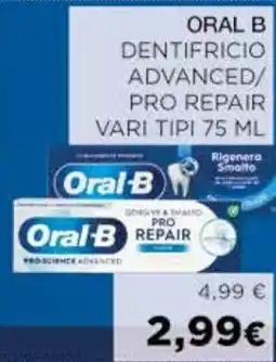 Coop ORAL B Dentifricio advanced/ pro repair vari tipi offerta
