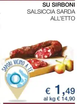 Coop Su sirboni salsiccia sarda all'etto offerta