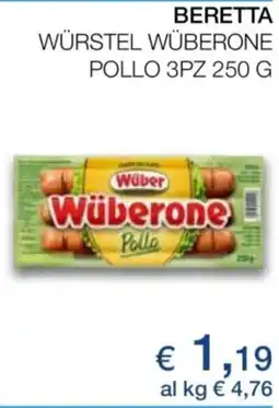 Coop Beretta würstel wüberone pollo 3pz offerta