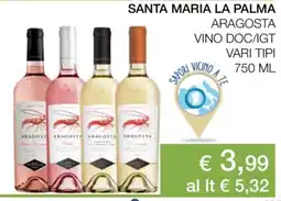 Coop Santa maria la palma aragosta vino DOC/IGT vari tipi offerta