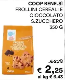 Coop Coop bene.sì frollini cereali e cioccolato s.zucchero offerta