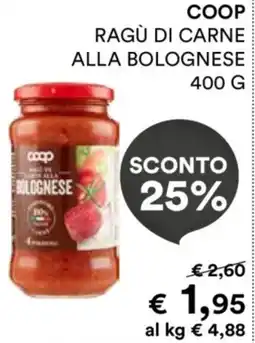 Coop Coop ragù di carne alla bolognese offerta