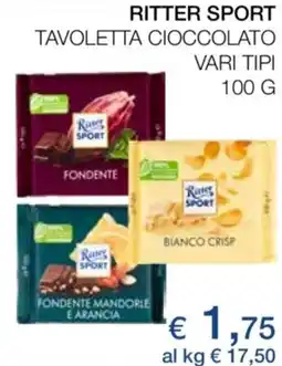 Coop Ritter sport tavoletta cioccolato vari tipi offerta
