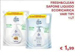 Coop Fresh&clean sapone liquido ecoricarica vari tipi offerta