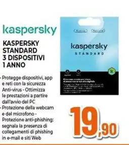 Expert Kaspersky kaspersky standard 3 dispositivi 1 anno offerta