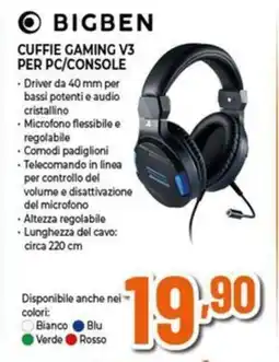 Expert BIGBEN Cuffie gaming V3 per PC/console offerta
