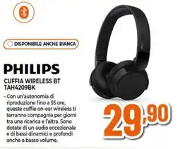Expert PHILIPS CUFFIA WIRELESS BT TAH4209BK offerta