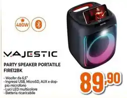Expert Majestic party speaker portatile FIRE12BK offerta
