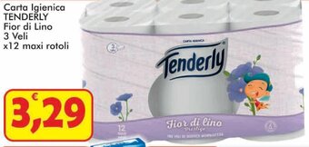 Paghi Poco Tenderly Carta Igienica Fior di Lino 3 Veli x12 maxi rotoli offerta