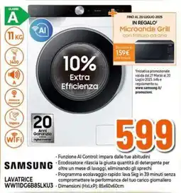 Expert SAMSUNG LAVATRICE WW11DG6B85LKU3 offerta