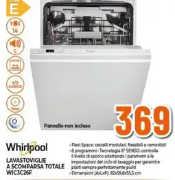 Expert Whirlpool lavastoviglie a scomparsa totale WIC3C26F offerta