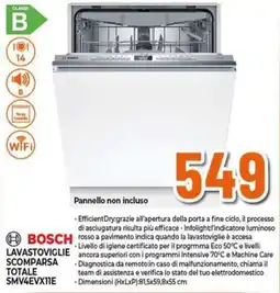 Expert BOSCH Lavastoviglie scomparsa totale SMV4EVX11E offerta