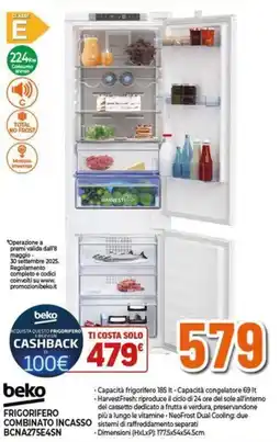 Expert Beko frigorifero combinato incasso BCNA275E4SN offerta