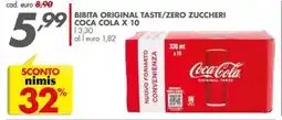 Italmark Bibita original taste/zero zuccheri COCA COLA x 10 offerta