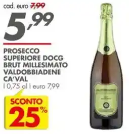 Italmark Prosecco superiore docg brut millesimato valdobbiadene CA'VAL offerta