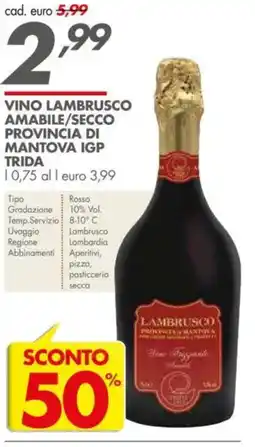 Italmark Vino lambrusco amabile/secco provincia di mantova igp trida offerta