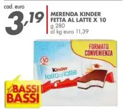 Italmark Merenda kinder fetta al latte offerta