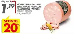 Italmark Mortadella italiana senza/con pistacchi pascoli del fattore banco taglio offerta