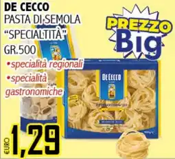Big Food DE CECCO Pasta di semola "specialtita offerta