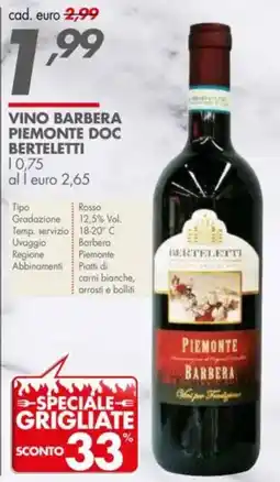 Italmark Vino barbera piemonte doc BERTELETTI offerta