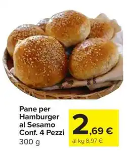 Carrefour Pane per Hamburger al Sesamo Conf. 4 Pezzi offerta