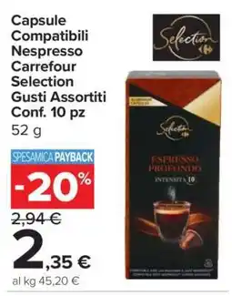 Carrefour Capsule Compatibili Nespresso Carrefour Selection Gusti Assortiti Conf. 10 pz offerta