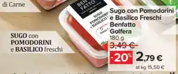Carrefour Sugo con Pomodorini e Basilico Freschi Benfatto Golfera offerta