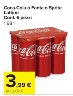 Carrefour Coca-Cola o Fanta o Sprite Lattine offerta