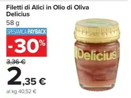Carrefour Filetti di Alici in Olio di Oliva Delicius offerta