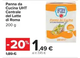 Carrefour Panna da Cucina UHT Centrale del Latte di Roma offerta