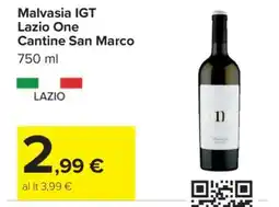 Carrefour Malvasia IGT Lazio One Cantine San Marco offerta