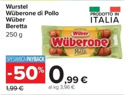 Carrefour Wurstel Wüberone di Pollo Wüber Beretta offerta
