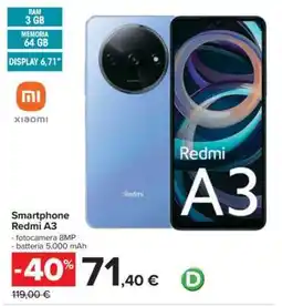Carrefour Smartphone Redmi A3 offerta