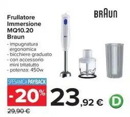 Carrefour Frullatore Immersione MQ10.20 Braun offerta
