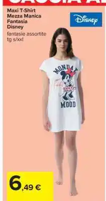Carrefour Maxi T-Shirt Mezza Manica Fantasia Disney offerta