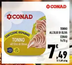 Conad TONNO ALL'OLIO DI OLIVA CONAD offerta