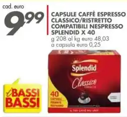 Italmark Capsule caffè espresso classico/ristretto compatibili nespresso SPLENDID x 40 offerta