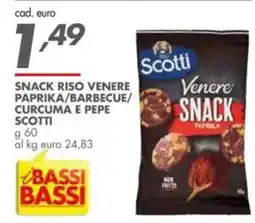 Italmark Snack riso venere paprika/barbecue/ curcuma e pepe SCOTTI offerta
