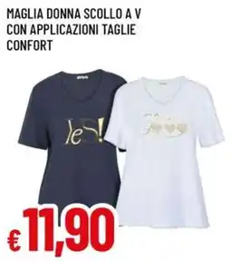 A&O Maglia donna scollo a v con applicazioni taglie confort offerta