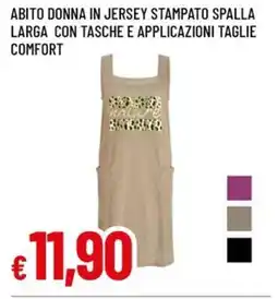A&O Abito donna in jersey stampato spalla larga con tasche e applicazioni taglie comfort offerta