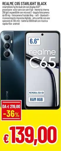 A&O REALME C65 starlight black offerta
