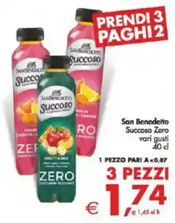 Deco Supermercati San Benedetto Succoso Zero vari gusti offerta