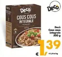 Deco Supermercati Decò Cous cous integrale offerta