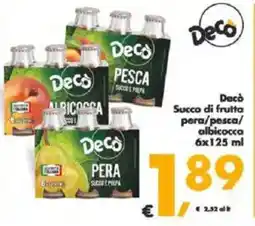 Deco Supermercati Decò Succo di frutta pera/pesca/ albicocca offerta