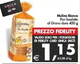 Deco Supermercati Mulino Bianco Pan bauletto al Grano duro offerta