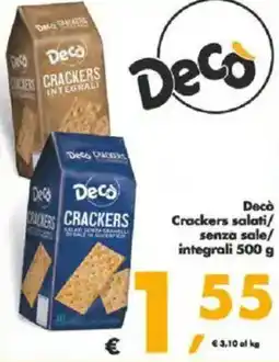 Deco Supermercati Decò Crackers salati/ senza sale/ integrali offerta
