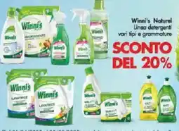Deco Supermercati Winni's Naturel Linea detergenti vari tipi e grammature offerta