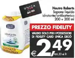 Deco Supermercati Neutro Roberts Sapone liquido idratante/antibatterico offerta