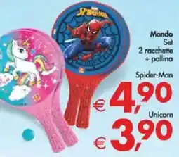 Deco Supermercati Mondo Set 2 racchette + pallina Unicorn offerta