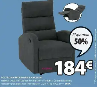 JYSK Poltrona reclinabile nakskov grigio offerta